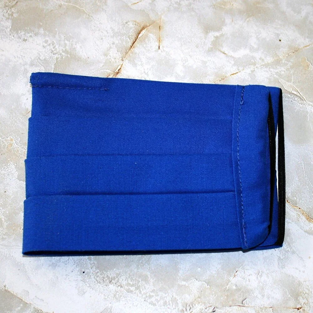 HAND CRAFTED Face Mask Royal Blue Cotton Adult Cloth Fabric Solid Pocket Style